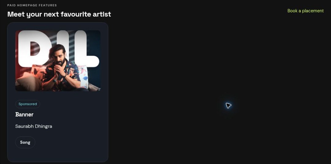 Homepage preview of Meet Your Next Favourite Artist placement