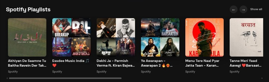 Homepage preview of Spotify Playlists placement