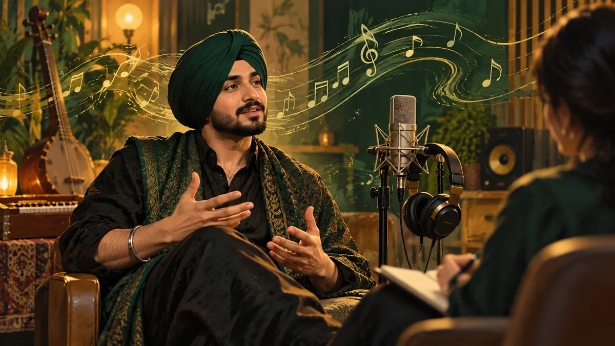 Editorial illustration for Gurdeep Mehndi discusses melody and his turn toward Lauta Do